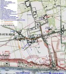 (details) diagram of the various penetrations of the cliffs towards Vierville (details) situation in the afternoon and then at the end of the day on 6 June sketch drawn up on the basis of the