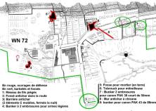 (Details) Gesehen von WN 70, über der Hardelay Villa. Wir sehen die Ruinen der Villa Mathy (Details) Deutsche bei der Arbeit überrascht von einem Flugzeug (um den 19. Mai)
