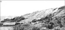 (details) diagram of the various penetrations of the cliffs towards Vierville (details) view of the WN70, towards the East the half demolished villas, in the foreground the casemate in con