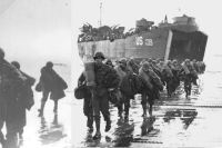 (Details) Von WN60 aus gesehen, ein LST am Colleville Beach (Details), Infanterielandung (Details, ) 9. Juni des LST in Coleville (Details).